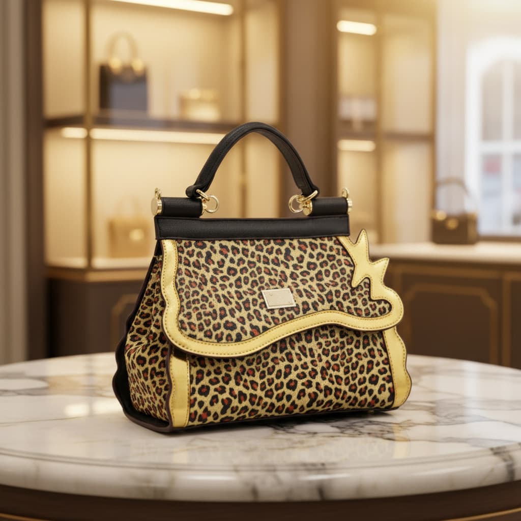 Cross-Border Hot Selling Women's Tote Bag with Leopard Trim, European and American Luxury Designer Women's Bag