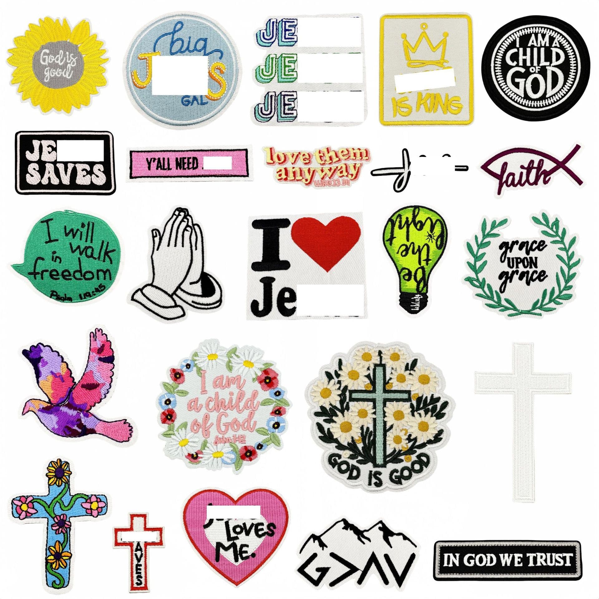 Cross-border Cartoon English Embroidery Patches, Clothing Accessory Iron-on Patches, Embroidered Badge Labels with Hot Melt Adhesive