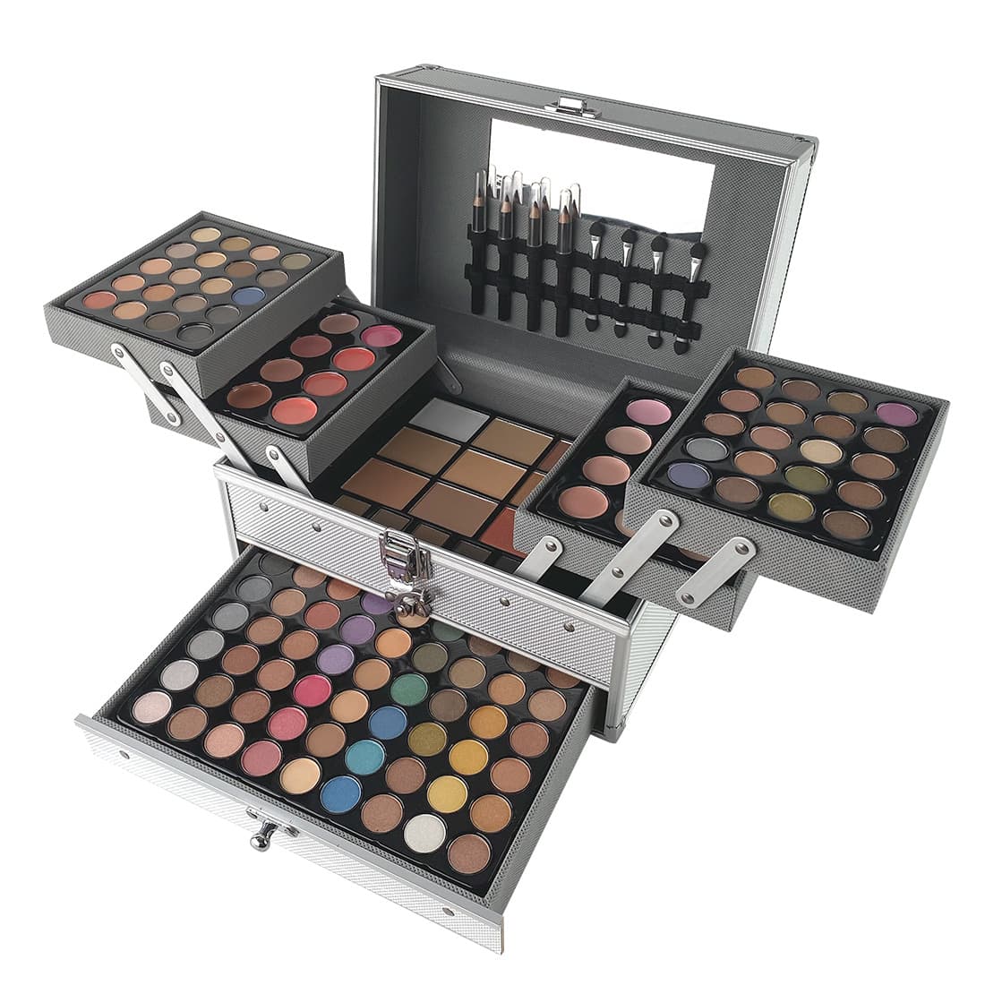 Wholesale Hot-Selling Cross-Border Makeup Bag Cosmetologist Professional Eyeshadow Palette Aluminum Case Combo Set