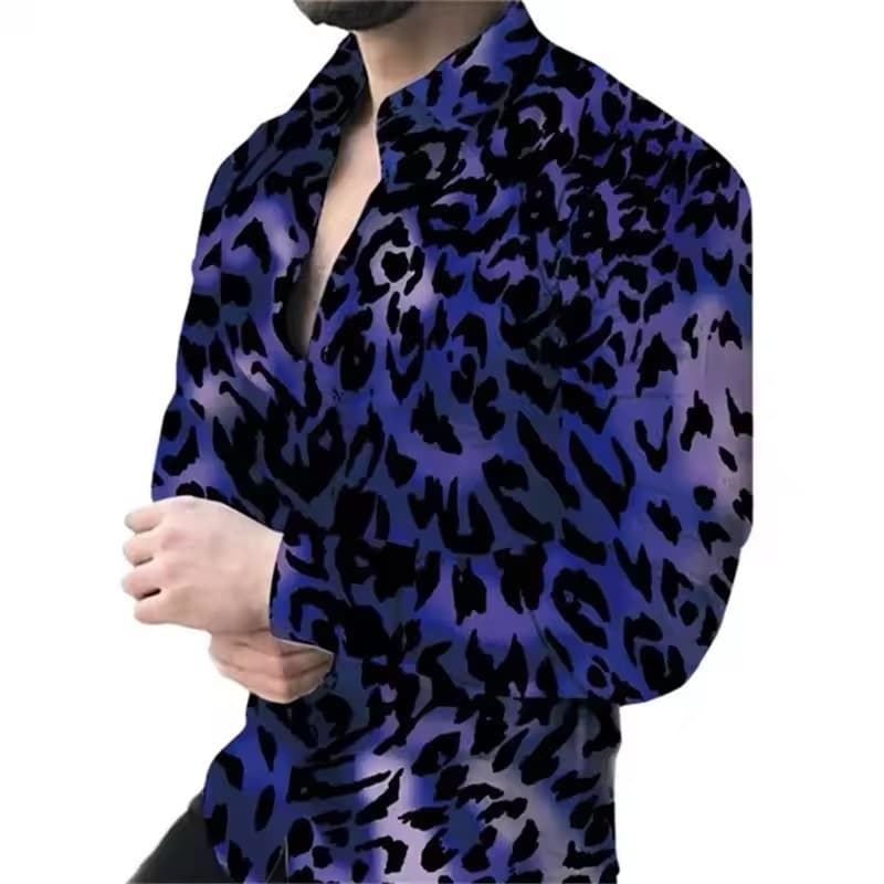 Men's Printed Shirt XS Long Sleeve 5XL Leopard Print 3D 2025 In Stock Assorted Polyester Turn-down Collar