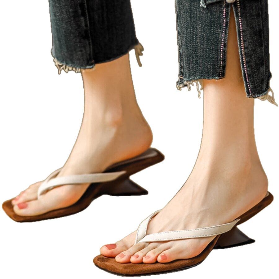 Wedge Toe-Post Sandals for Women Summer Fashion 2026 New Style Slippers to Match Dresses High-Heel Flip-Flops