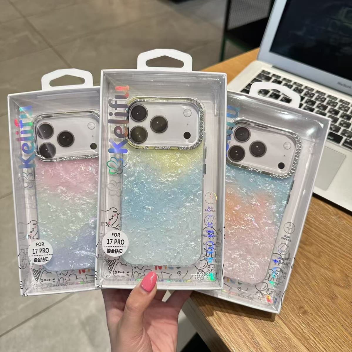Suitable for Apple 17 PROMAX gilt shell pattern mobile phone case iPhone 18 flash diamond shell 16 gradient women's case
