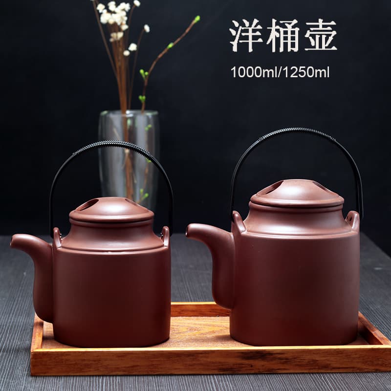 Health-preserving Purple Clay Teapot with Wooden Handle, Large Capacity for Hotels and Tea Houses, Gongfu Brewing Pot