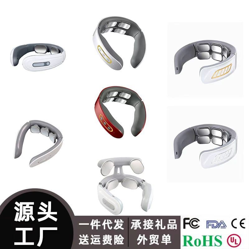 Cross-border cervical massage device with multi-function electrotherapy and pulse heating for neck care