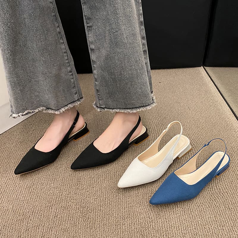 Fairy Style Wrap-Toe Sandals for Women, Low Chunky Heel, Pointed Toe, Shallow Mouth, Ankle Strap, Open Back, Elegant Dress Shoes for Women