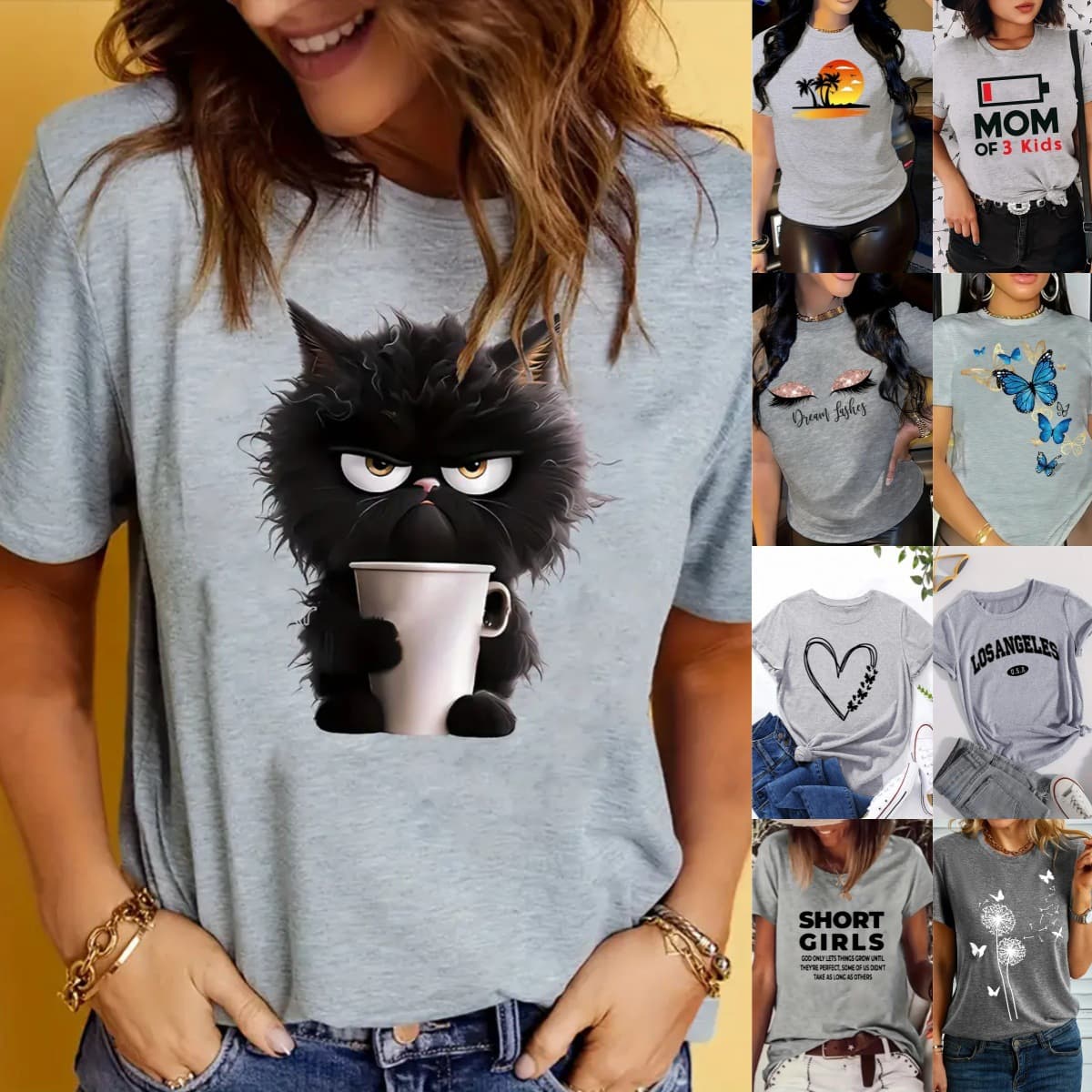 Cross-border EBAY custom print one piece also available women's short sleeve tops Amazon AliExpress Shopee European and American women's tops