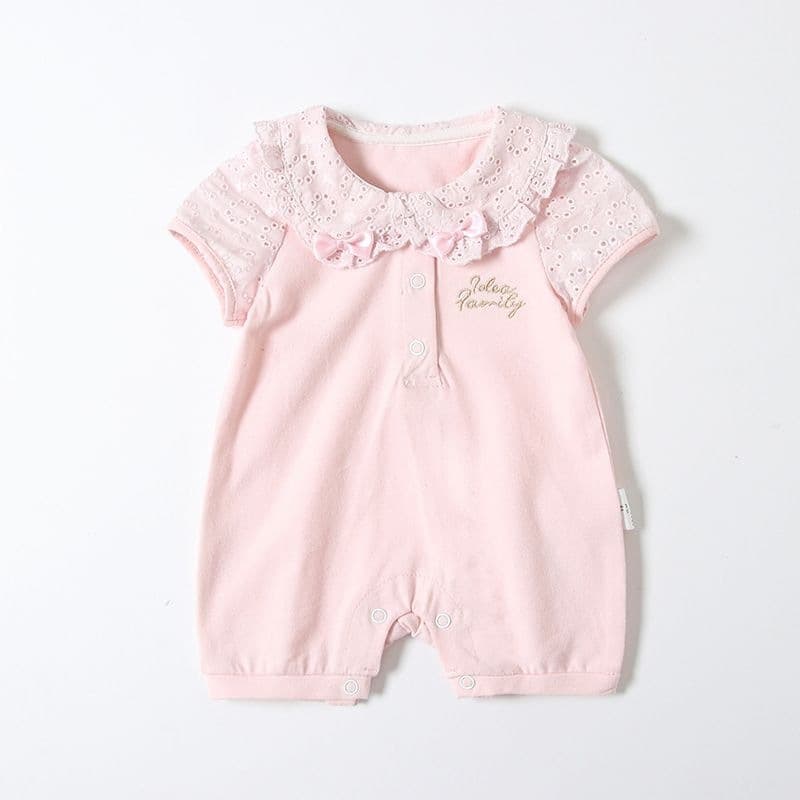 Baby Summer New Bodysuit for Newborn Girls Short Romper Onesie Baby Clothes White Pink
