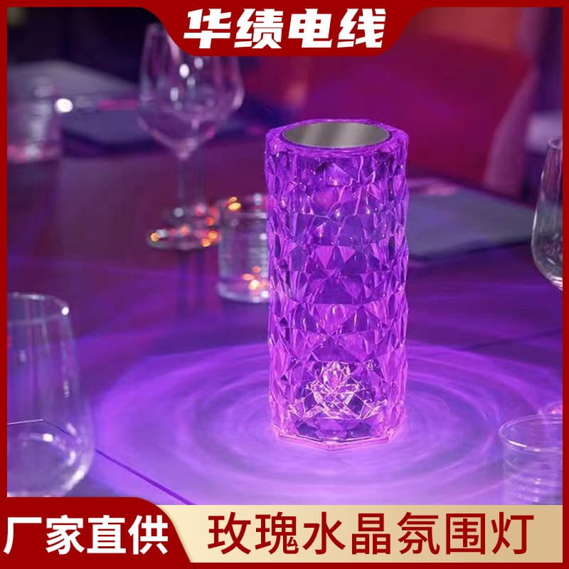 Cross-border Supported, Factory Direct - Small Rose Crystal Table Lamp Touch Switch Creative Crystal Table Lamp