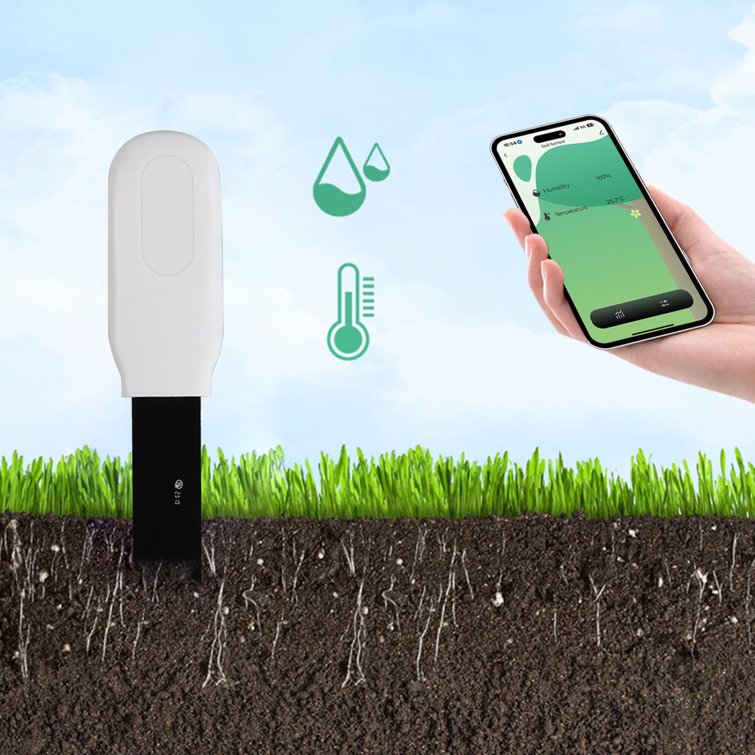 TUYA Smart Bluetooth Soil Temperature and Humidity Detector Garden Potted Plant Soil Moisture Sensor Meter