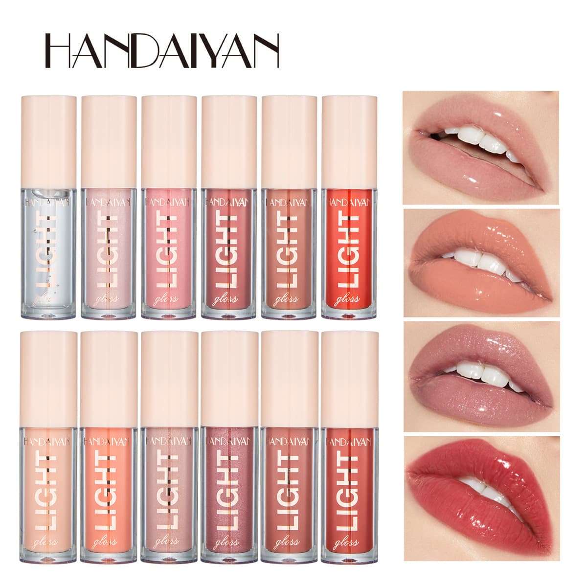 Handaiyan Han Daiyan Water-Glossy Mirror Lip Glaze Set 6 Pieces Pearlescent Lipstick Lip Gloss Lipstick Long-Lasting Moisturizing