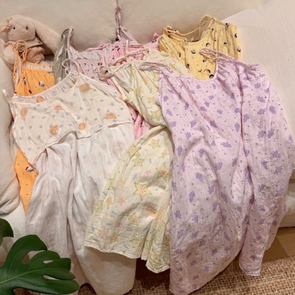 Summer Soft Cotton Gauze Camisole Dress Women 2026 New Style Built-in Bra Adjustable Clasp Loose Loungewear Sleep Dress