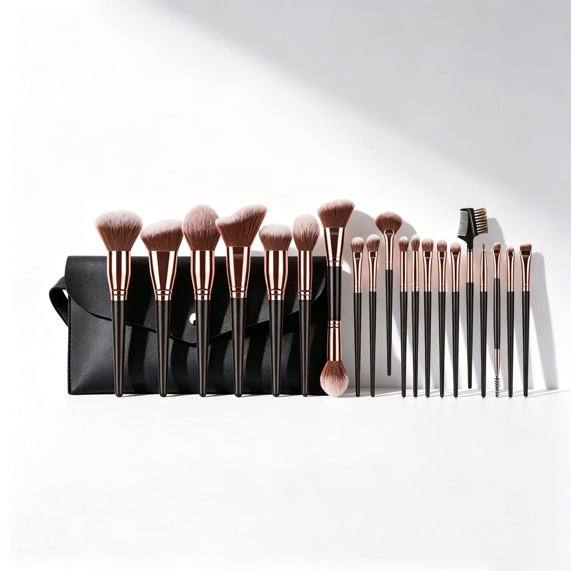 20-piece makeup brush set, makeup bag, makeup brush set including blush brush, powder brush, contour brush