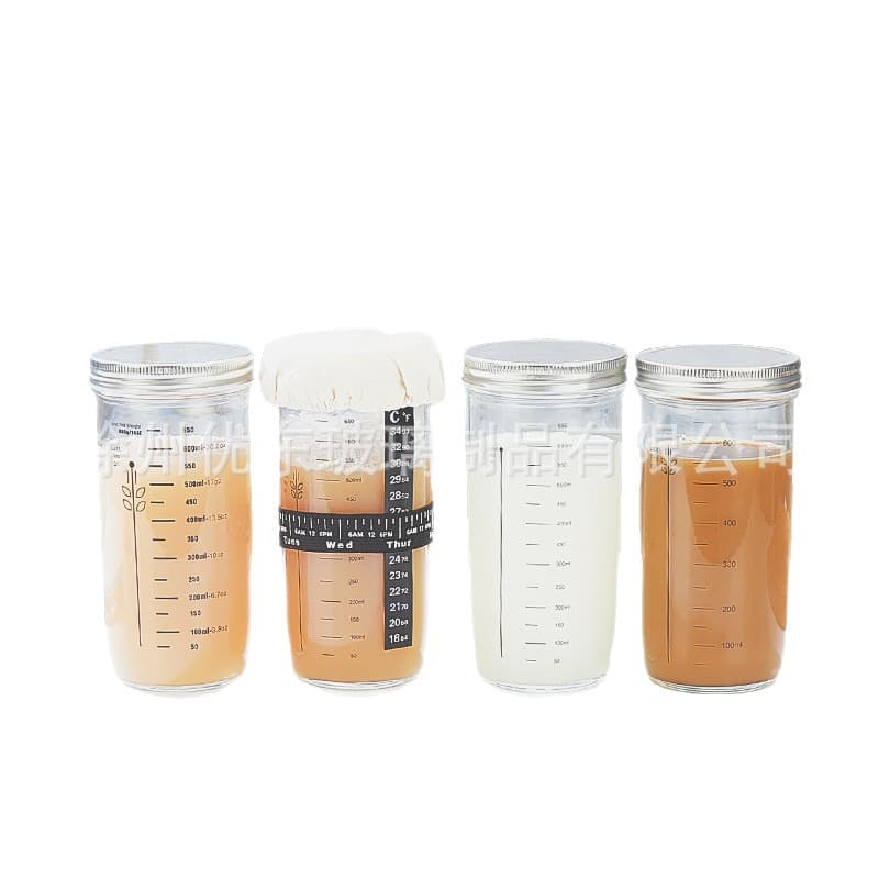 New Cross-Border 24oz Sourdough Starter Glass Jar with Scale, Fermentation Culture Dish, Baking Airtight Jar Wholesale
