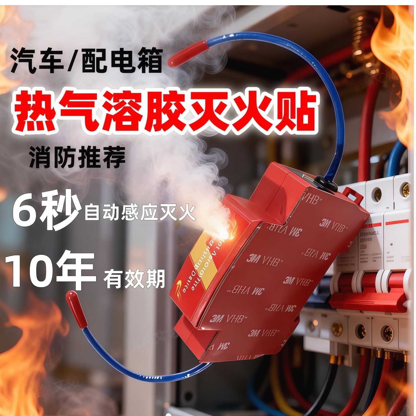 DIN Rail Smart Fire Suppression Device, Automatic Induction Rapid Fire Extinguishing Equipment for Electrical Cabinets, Industrial Fire Extinguisher
