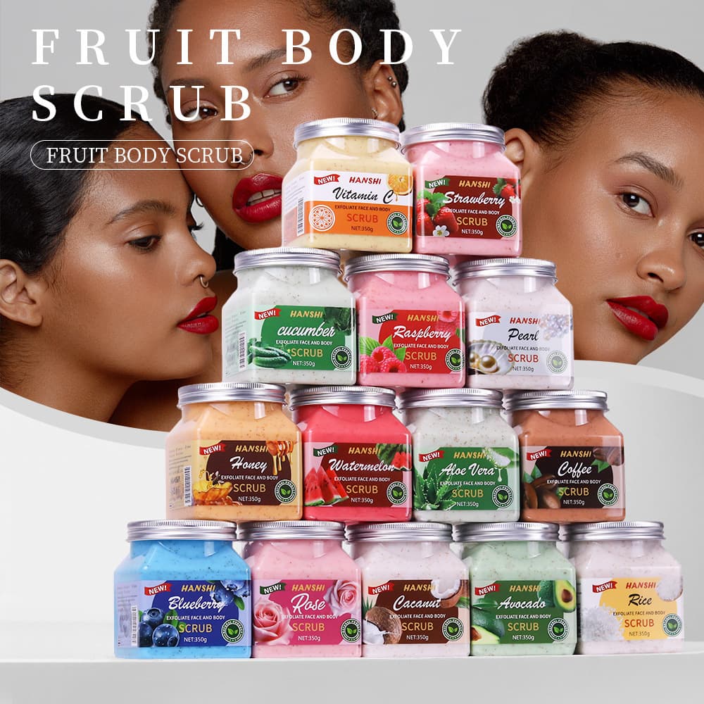 Cross-border 350ML Fragrant Body Scrub - Bodyscrub Exfoliating Bath Salt Rice Shower Gel, Ready Stock