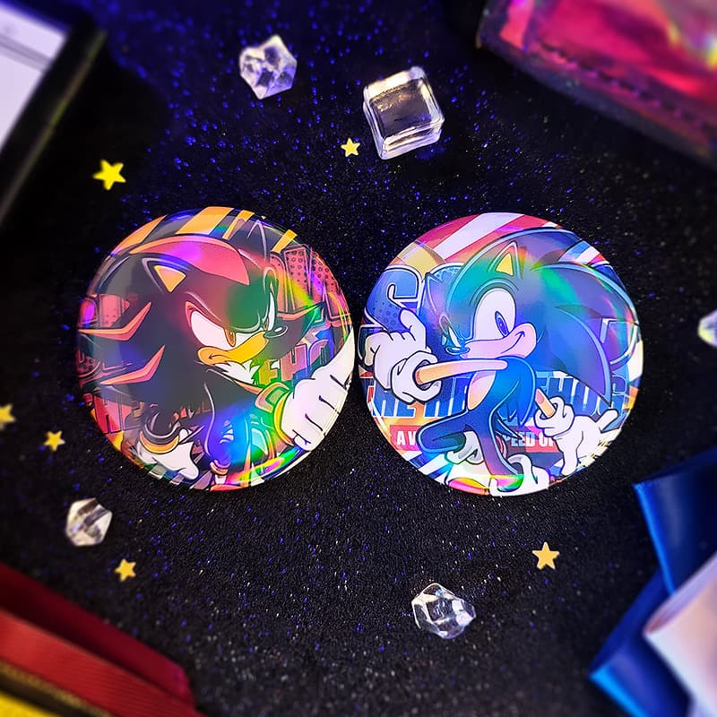Sonic the Hedgehog Series Fan-Made Shadow Plain Laser Badge Pin