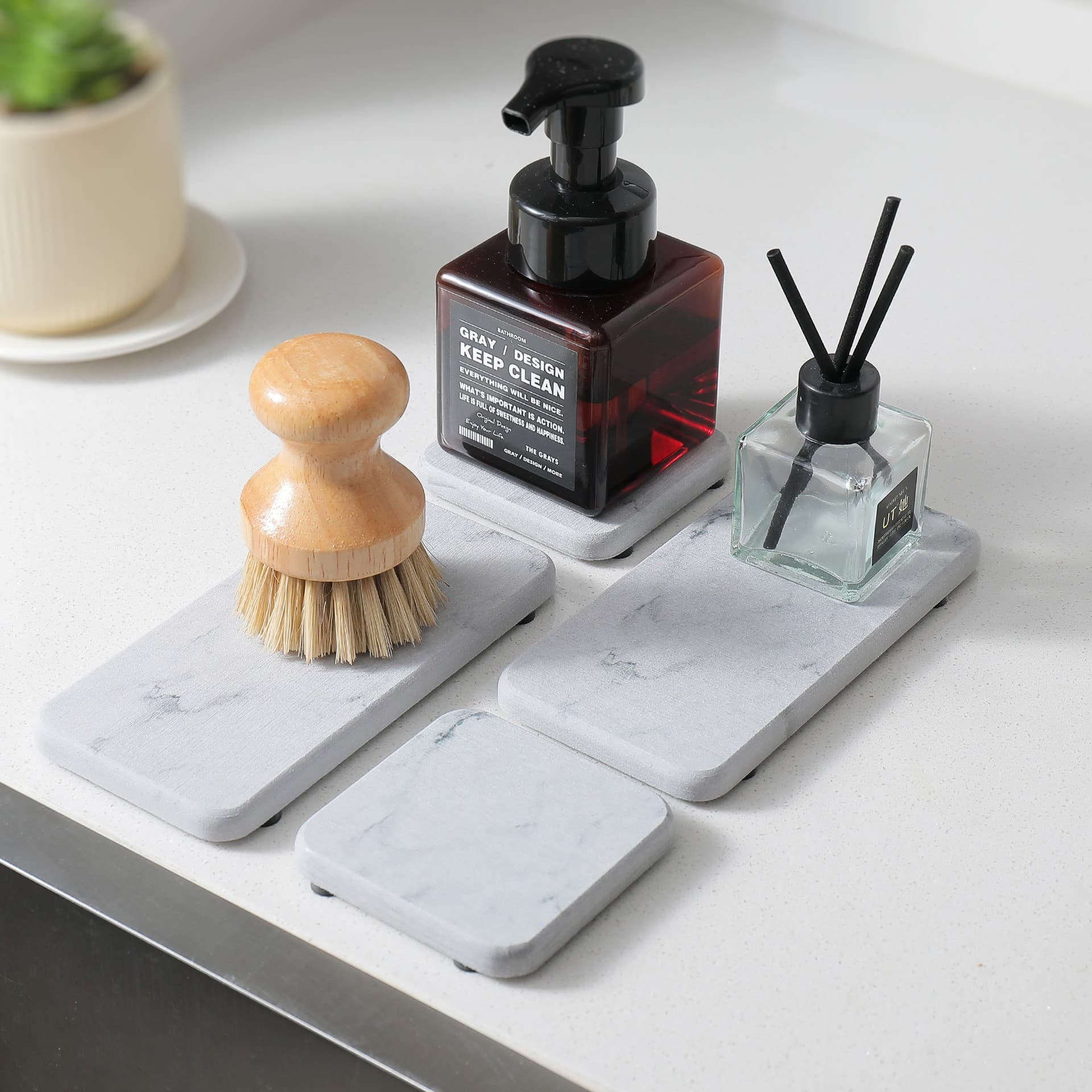 Color-Printed Coaster Diatomaceous Earth Absorbent Drying Mat Bathroom Vanity Countertop Drain Mat Stone Mat Sink Stone Tray