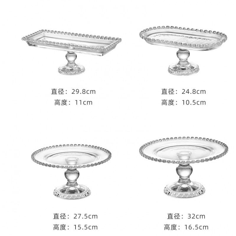 Modern Minimalist Crystal Glass European Style Home Living Room Decorative Afternoon Tea Dessert Fruit Plate with Pearl Dots