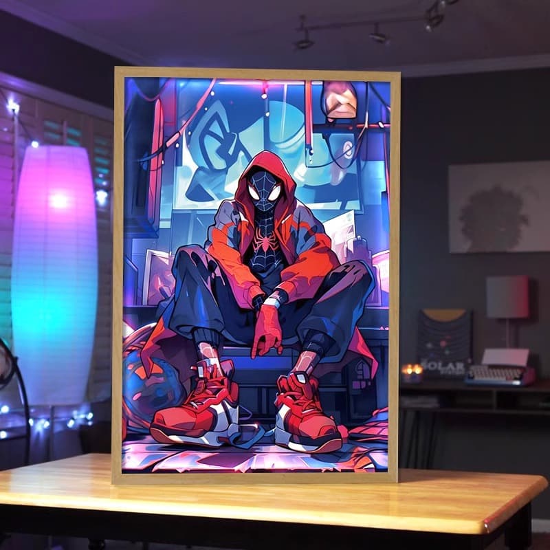 Spider-Man Series Light Painting, TikTok Viral Decorative Art, Night Light, Creative Photo Frame Display, Figurine