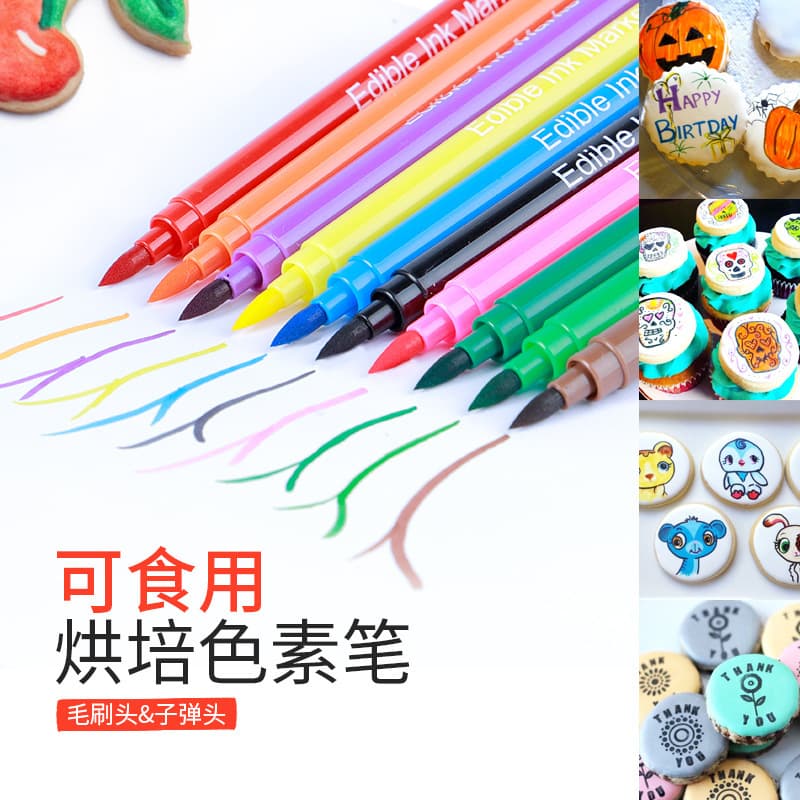 Factory Stock Edible Food Pens for Fondant Cookies Cake Baking Supplies Coloring Pens for Outlining and Coloring Food