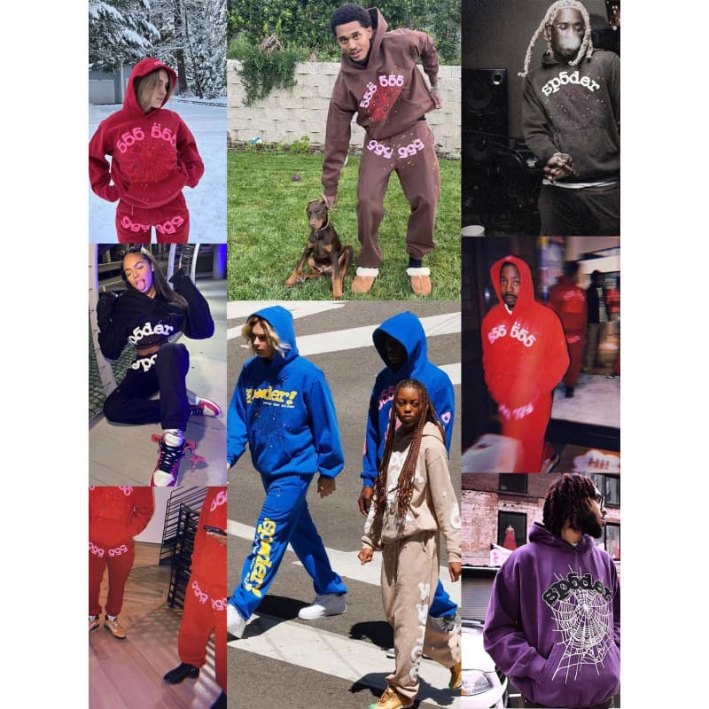 American Streetwear Brand Sp5der 555 555 Star Print Hoodie Sweatshirt Pants Unisex Casual Sportswear Set