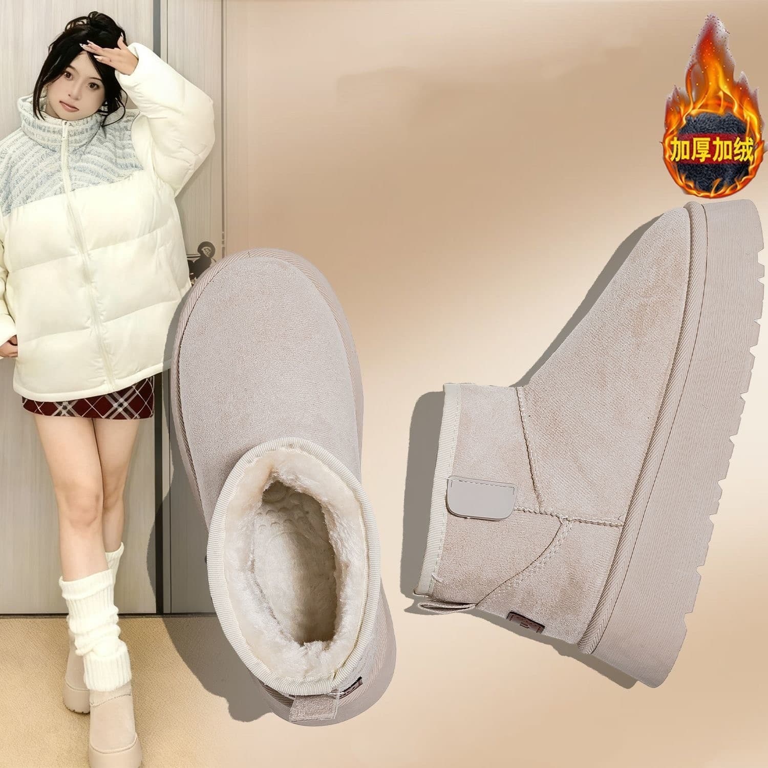 Retro Style Thick Sole Snow Boots 2025 Winter New Outdoor Wear Warm Fleece-Lined Thick Cotton Shoes Women Wholesale Large Sizes
