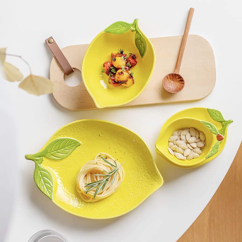 Underglaze color fruit ceramic plate bowl tableware home rice bowl creative lemon shaped bowl snack bowl dessert bowl