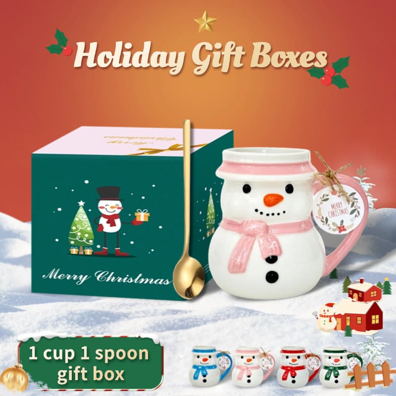 Cross-border Christmas snowman cup with box 3D snowman ceramic cup, novelty coffee cup interesting gift table decoration