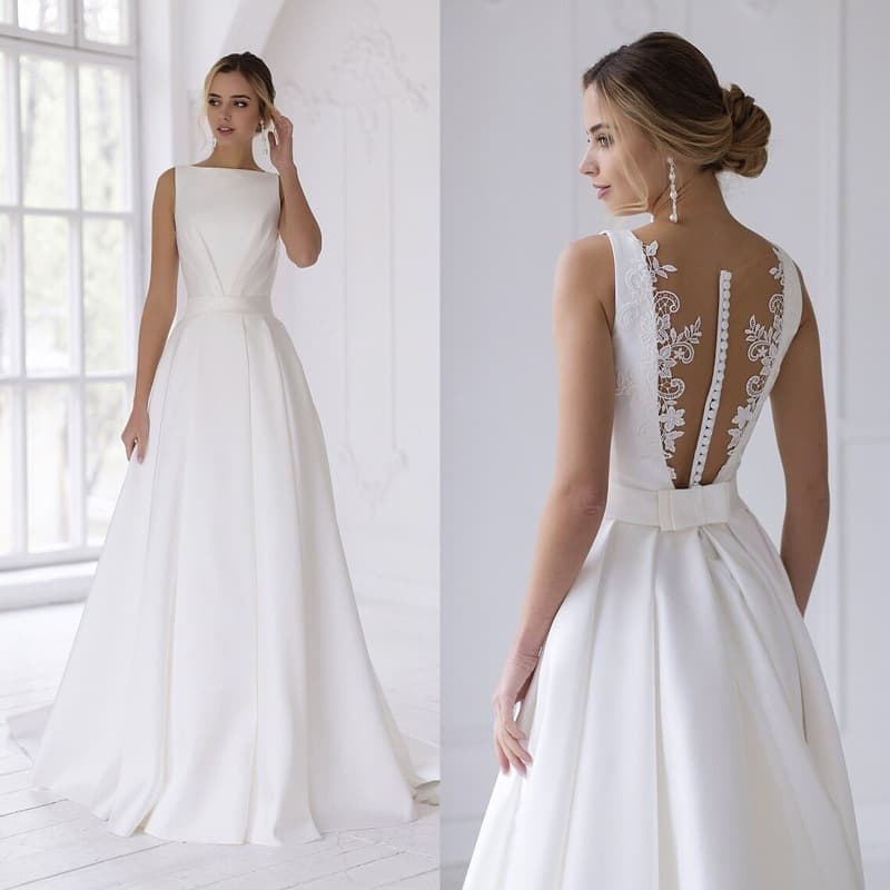 2026 New Cross-border Satin Trailing Hollow Transparent Back Slimming Small Trailing Wedding Dress Travel Photography Cross-border Light Wedding Dress