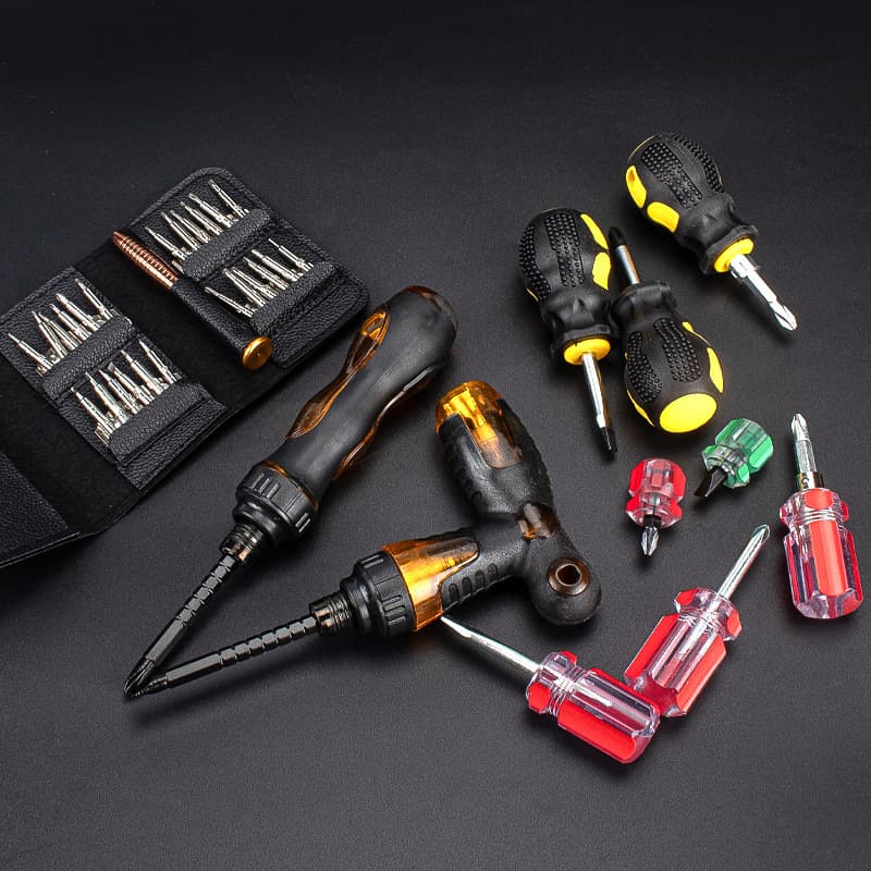 Ratchet Retractable Dual-Purpose Mini Screwdriver Set, Short Handle Turnip Head Mini Dual-Purpose Screwdriver