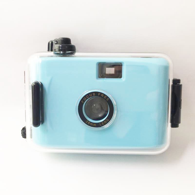 Light Blue Black Shell Film Camera Reusable Mini Retro Waterproof Camera for Student Creative Daily Use