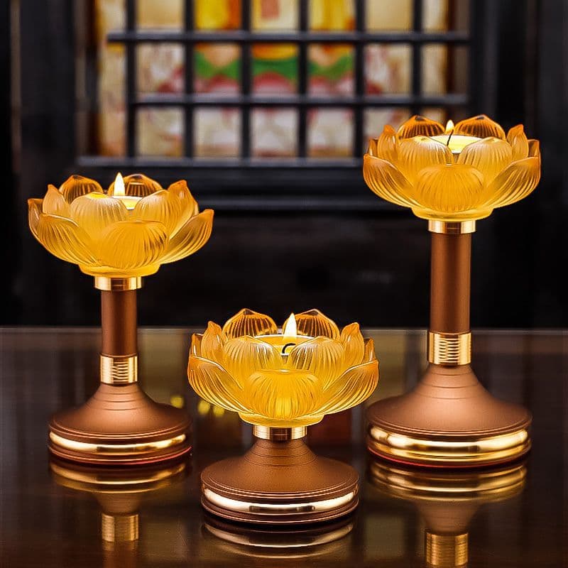 Glazed lotus candle holders for home use, butter lamp bases, Buddha offering lamp stands and decorative pieces