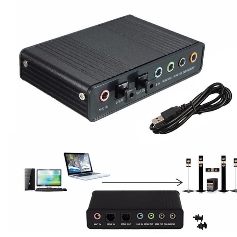 USB Aluminum Alloy External Sound Card for Online Chat, Gaming, Recording, KTV Mixing, 7.1/5.1 Optical Sound Card