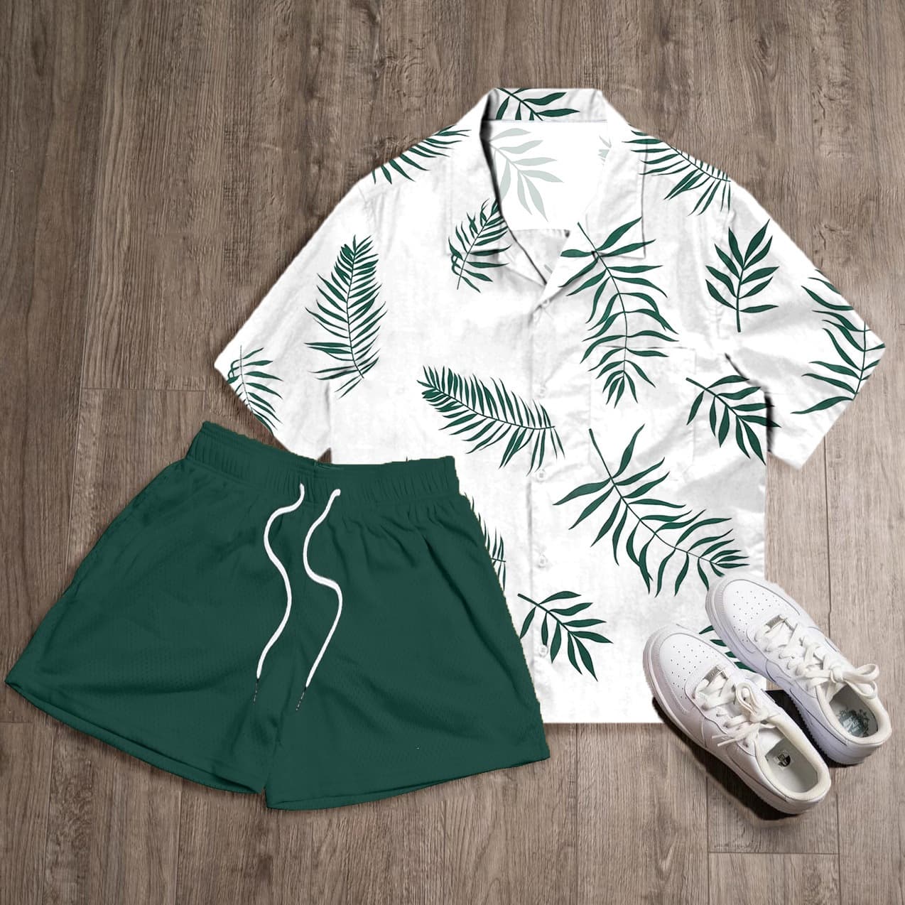 Hawaiian Print Beach Set for Men - Stylish Short Sleeve Shirt and Shorts, Big Size Floral Shirt 2-Piece Set