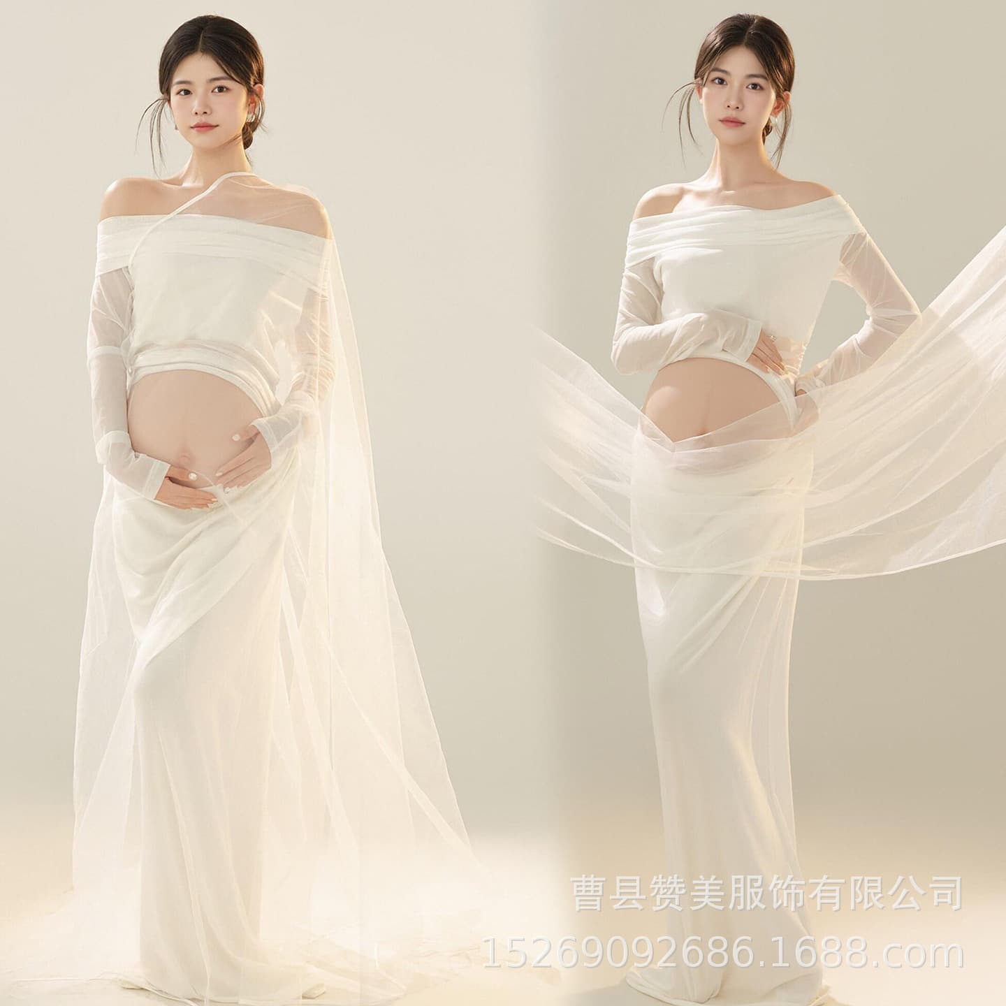 New Studio Maternity Photography Dress French Vintage Elegant Dress Mom High-End Photography Bump Clothing