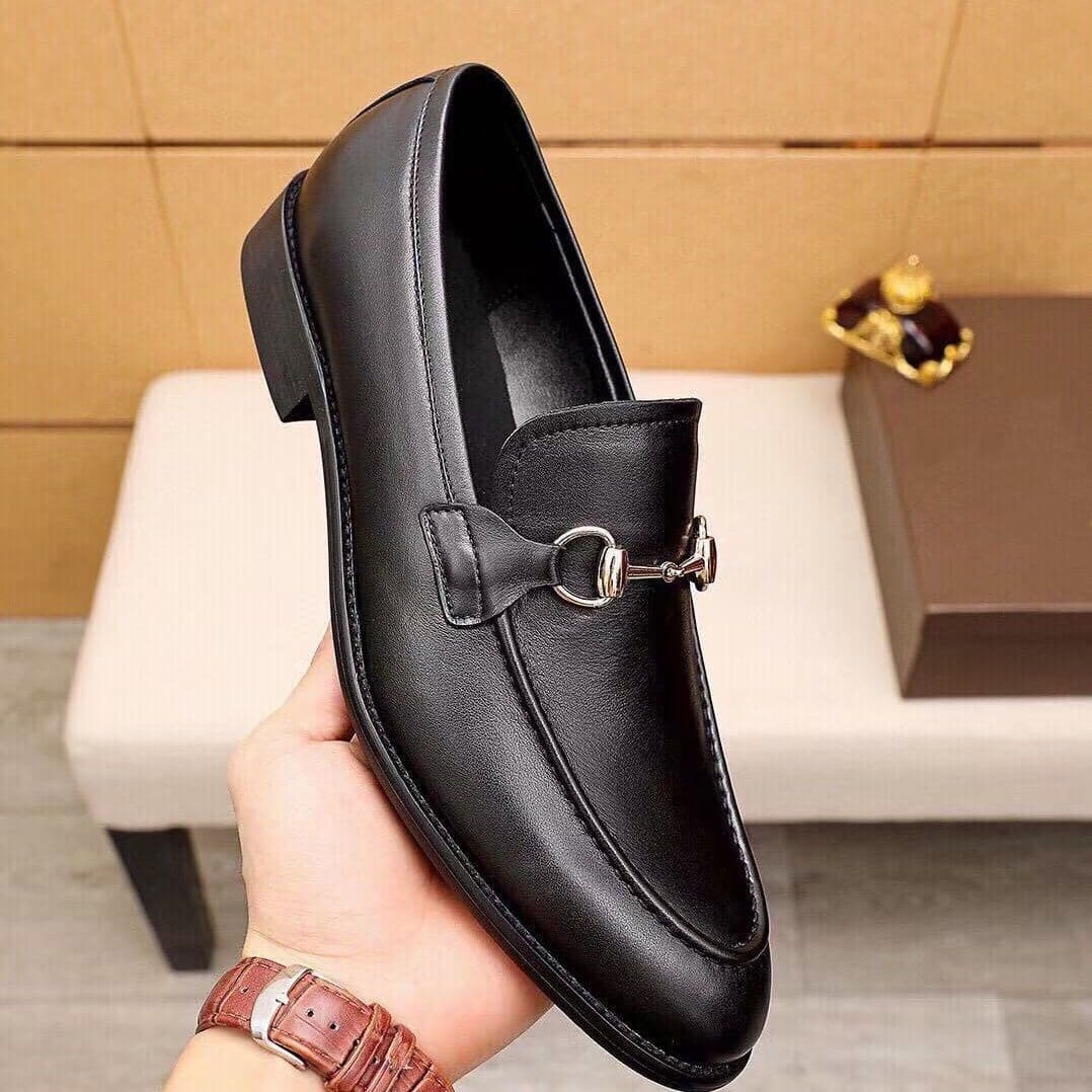 British European American Genuine Leather Men's Casual Dress Shoes Business Pointed Toe Barber Slip-on Formal Leather Shoes