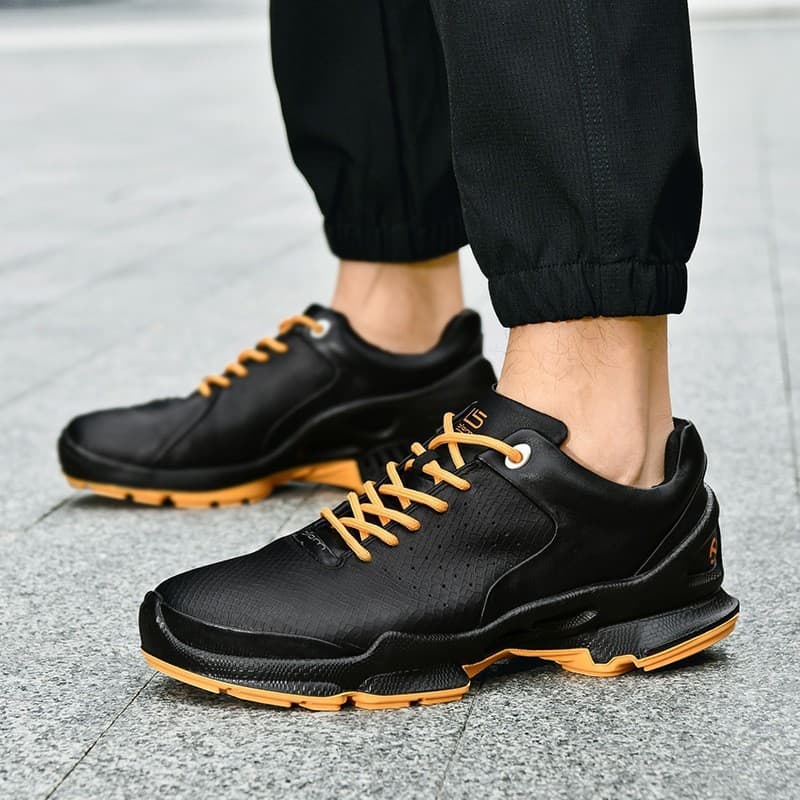 Ejia men's shoes casual shoes toe layer cowhide thick-soled shoes round toe lace-up men's summer shoes low-top sneakers