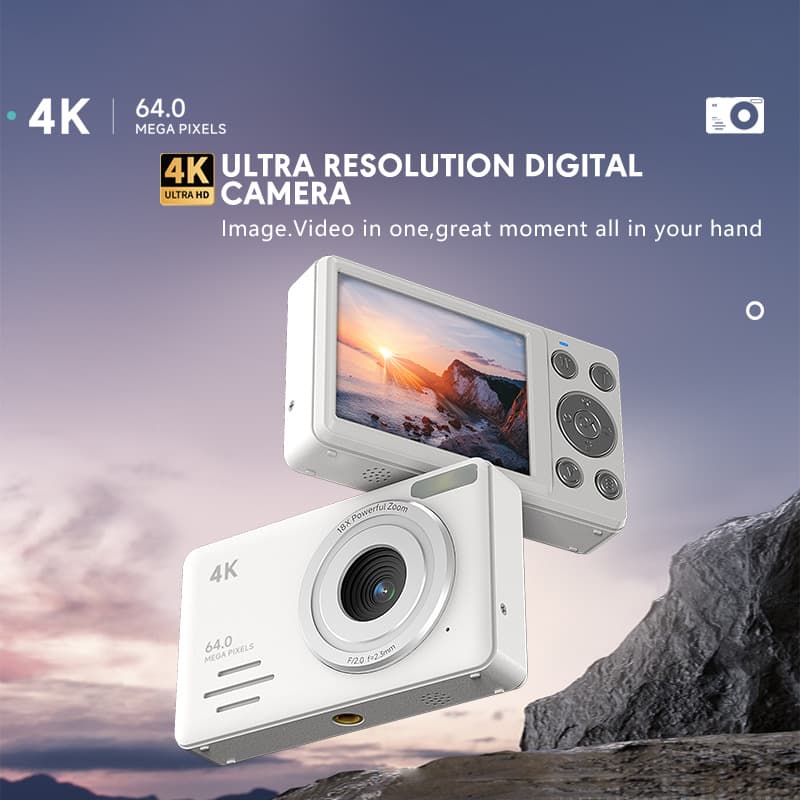 HD Dual Camera CCD Mini Digital Camera for Kids, Multifunctional Photography Camera with Stand, Student DSLR Style