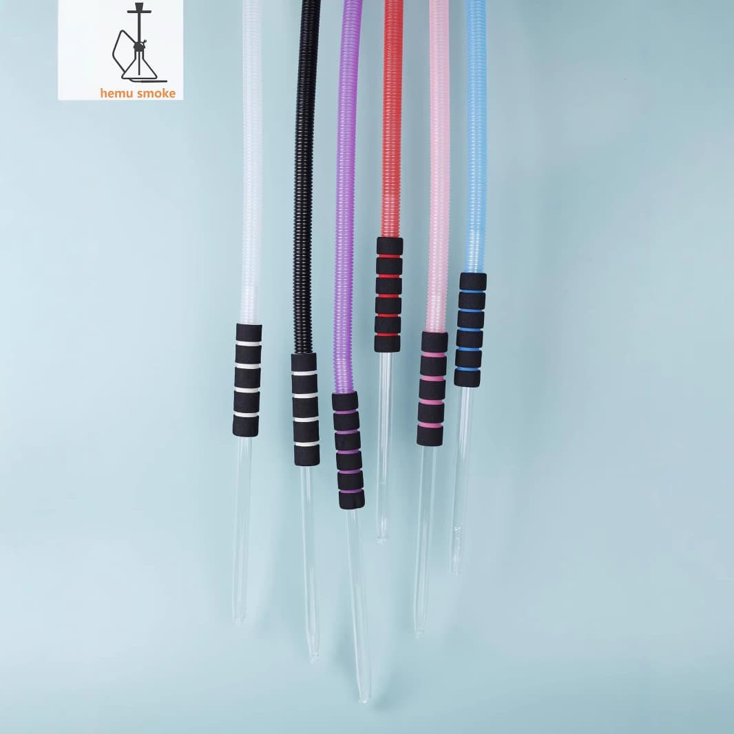 Turkish bulk disposable hookah hose, plastic hookah hose with glass sponge handle, hookah hose