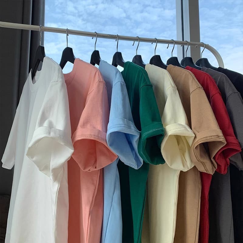 Heavyweight Pure Cotton T-Shirt for Women, 2026 New Model, Combed Cotton Short-Sleeve, Korean High Street Style, Pure White Half-Sleeve for Men