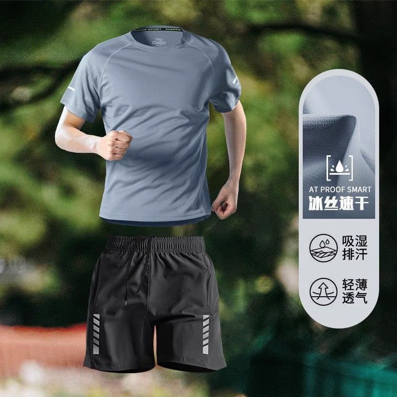 Summer short-sleeved shorts quick-drying sports suit special equipment fitness clothes men's marathon running new training