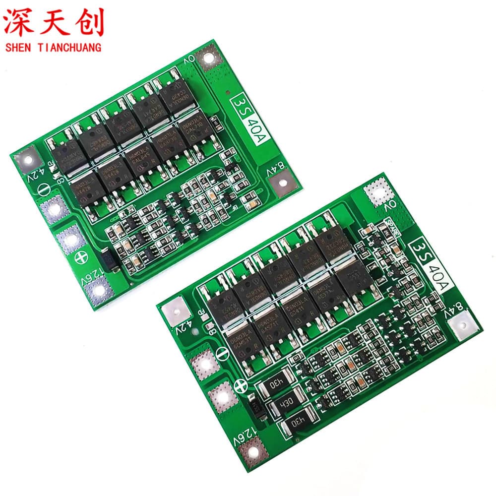 3S 11.1V 12.6V 18650 Lithium Battery Protection Board with Balancing, Can Start Electric Drill, 40A Current