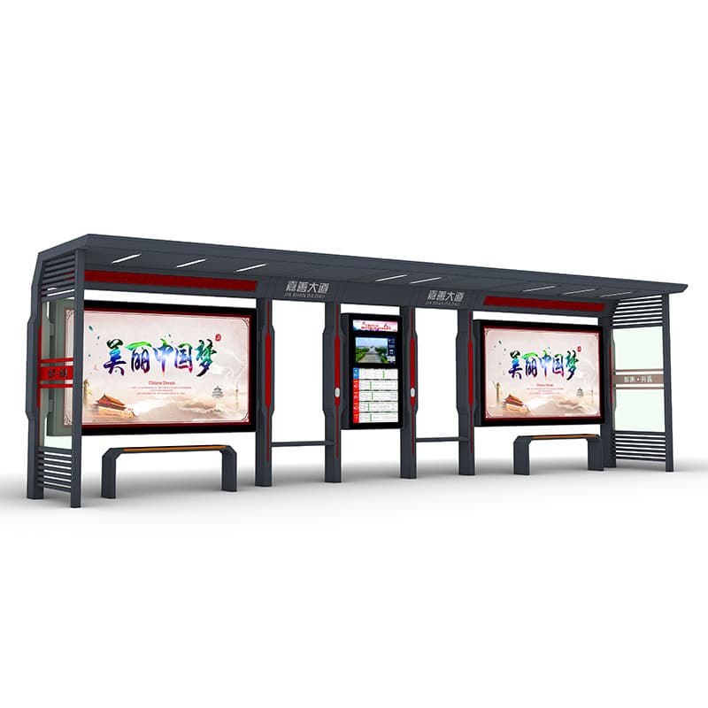 Outdoor Modern Harbor-Style Stainless Steel Smart Bus Shelter with Electronic Sign, Factory Direct Supply