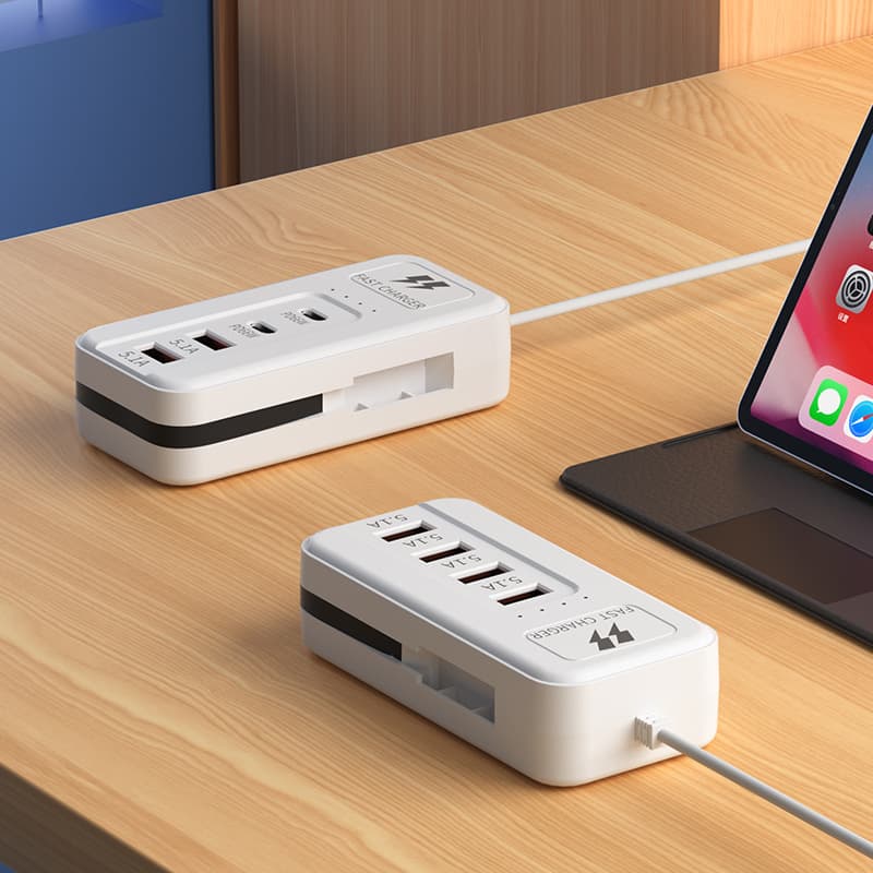 Multi-USB Port Charger with 5 USB Slots for Home and Dormitory Use, 4 USB Charging Ports