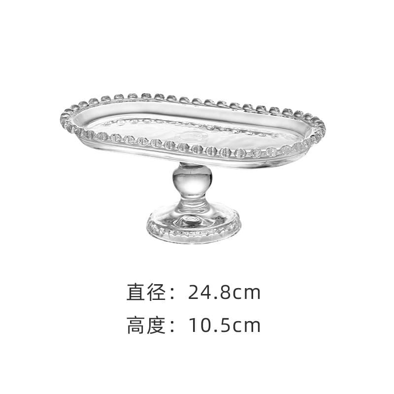 Modern Minimalist Crystal Glass European Style Home Living Room Decorative Afternoon Tea Dessert Fruit Plate with Pearl Dots
