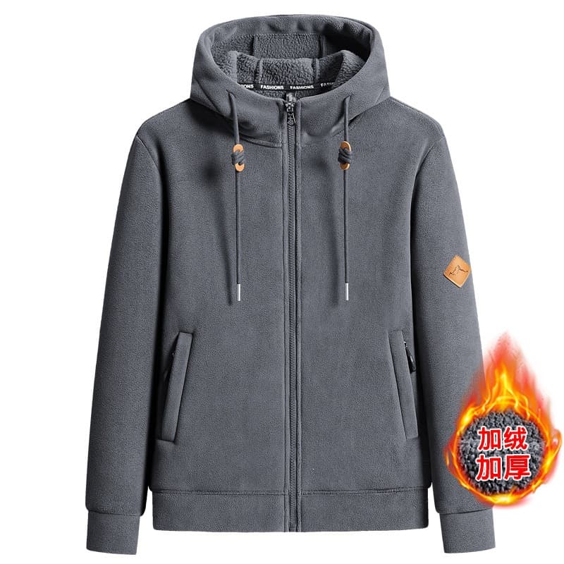 Men's Winter Fleece Hooded Jacket Polar Fleece Coat Men 2025 Spring Autumn New Couple Matching Double-Sided Fleece Cardigan Outerwear