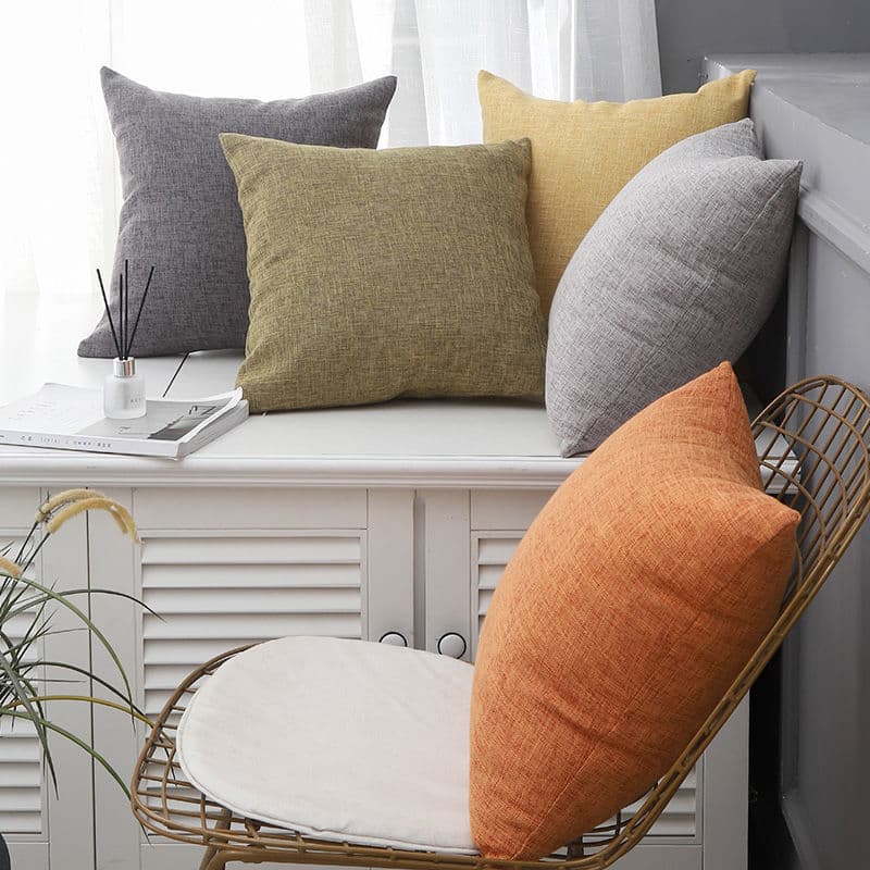 Pure Color Cotton Linen Pillowcase Office Lumbar Pillow Soft Cover Backrest Cover Sofa Pillowcase Wholesale Spunbond