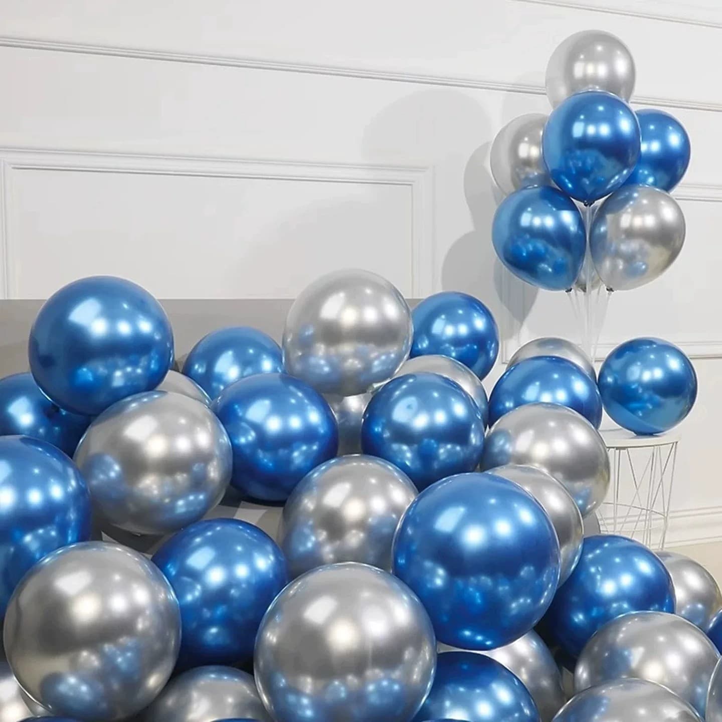 Birthday Balloons, Blue Metallic Festive Atmosphere Decorations, Shopping Mall Party Event Setup, Photo Props