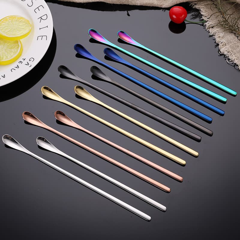Japanese 304 Stainless Steel Long Handle Spoon Ice Spoon Bar Spoon Mixing Spoon Ice Cream Spoon Wholesale