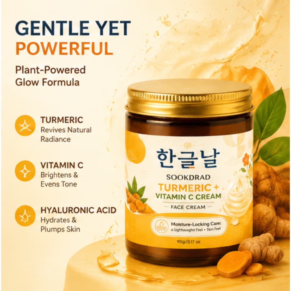 Turmeric Vitamin C Face Cream Nourishing Moisturizing Repairing Brightening Facial Skin Lightweight Care for Sensitive Skin